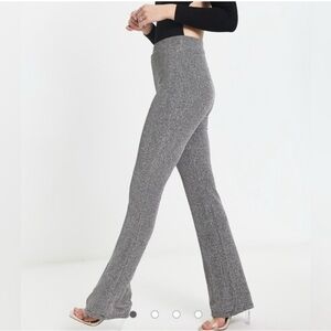 Naked Wardrobe Fit & Flare Silver and Black Shimmer Pants SIZE S